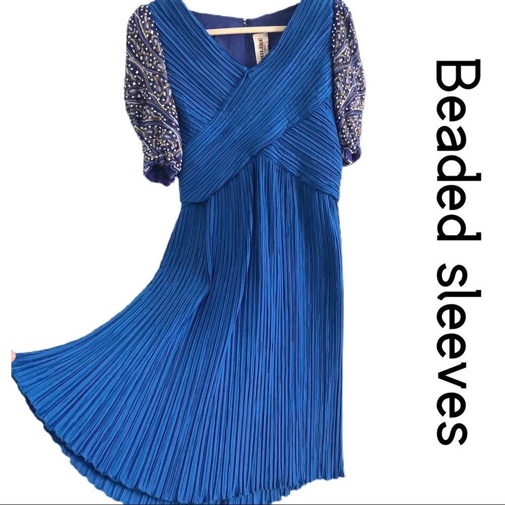🎁 RICHILENE Vintage Dress w Beaded Puffed Sleeves